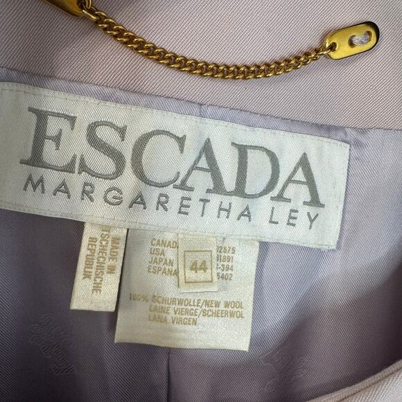 ESCADA Wool Jacket Lavender Buckle Belted Safari Classic Mature Women's 44 L - Picture 10 of 16